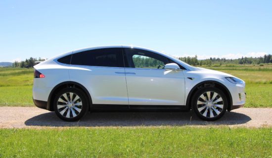 white electric Tesla car
