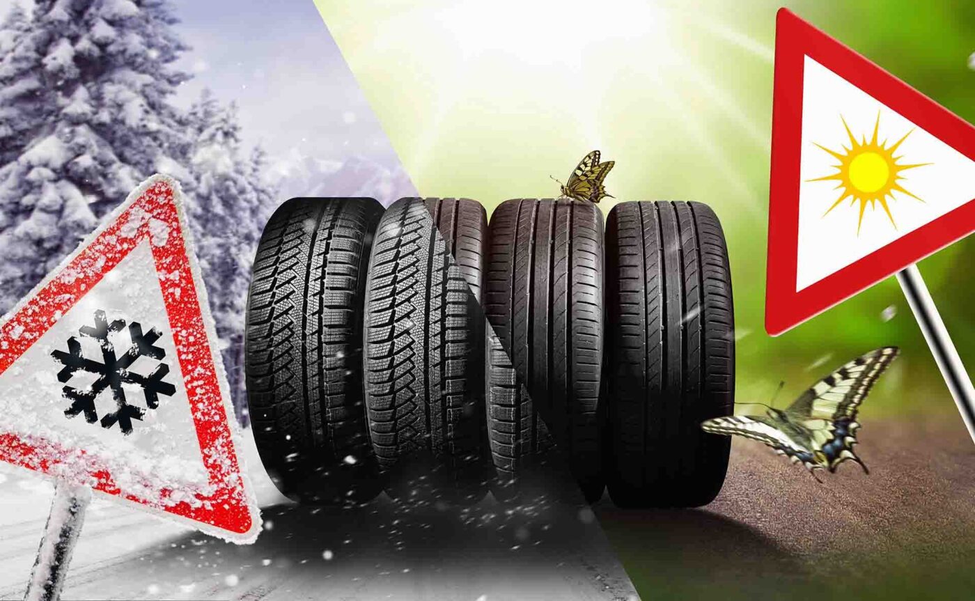 Winter and summer tires clipart