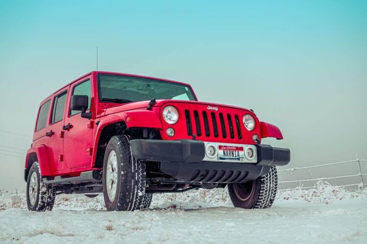 A red Jeep.
