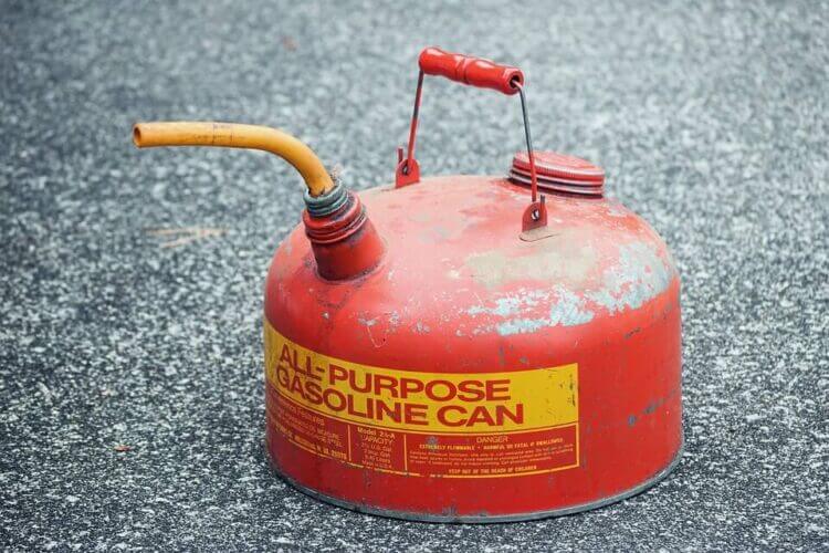 Red gasoline can.