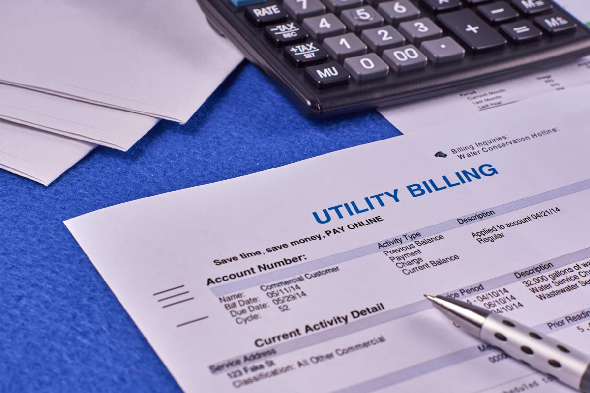 a close-up of a paper for utility billing