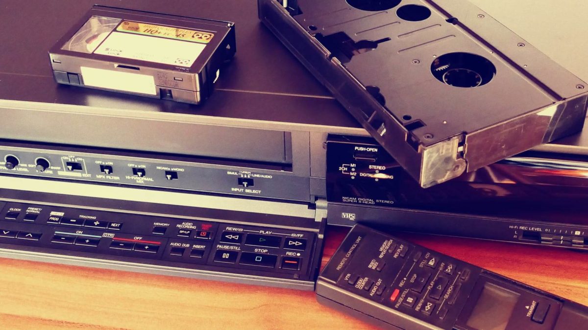 VHS tape on top of the VHS recorder
