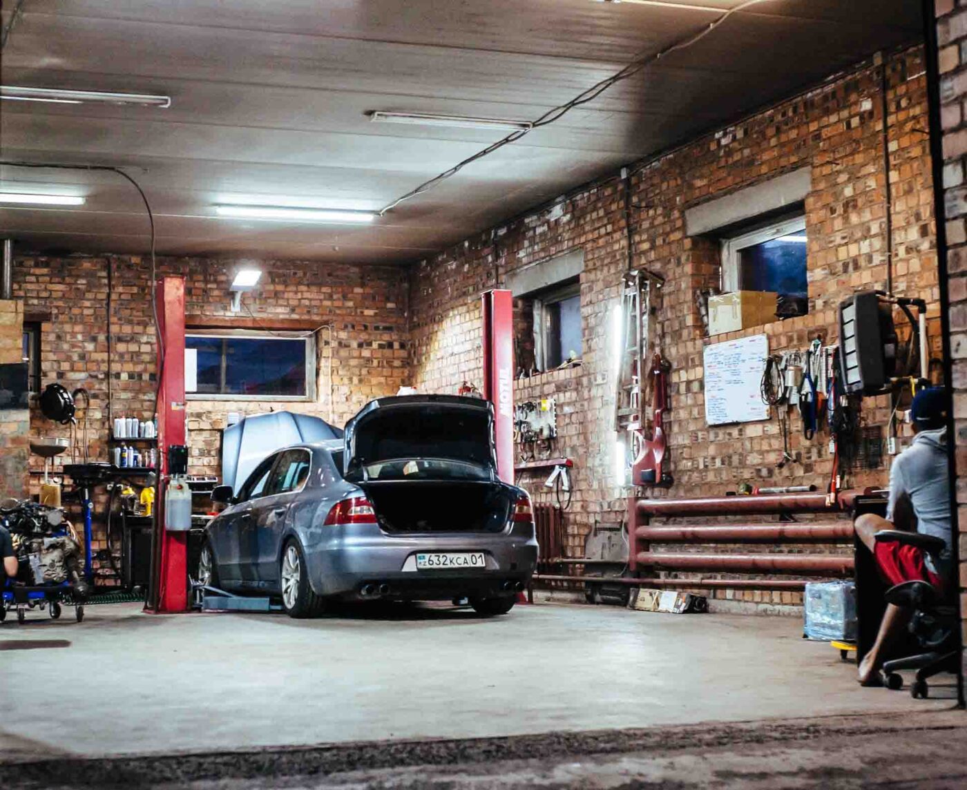 car in a well lit garage