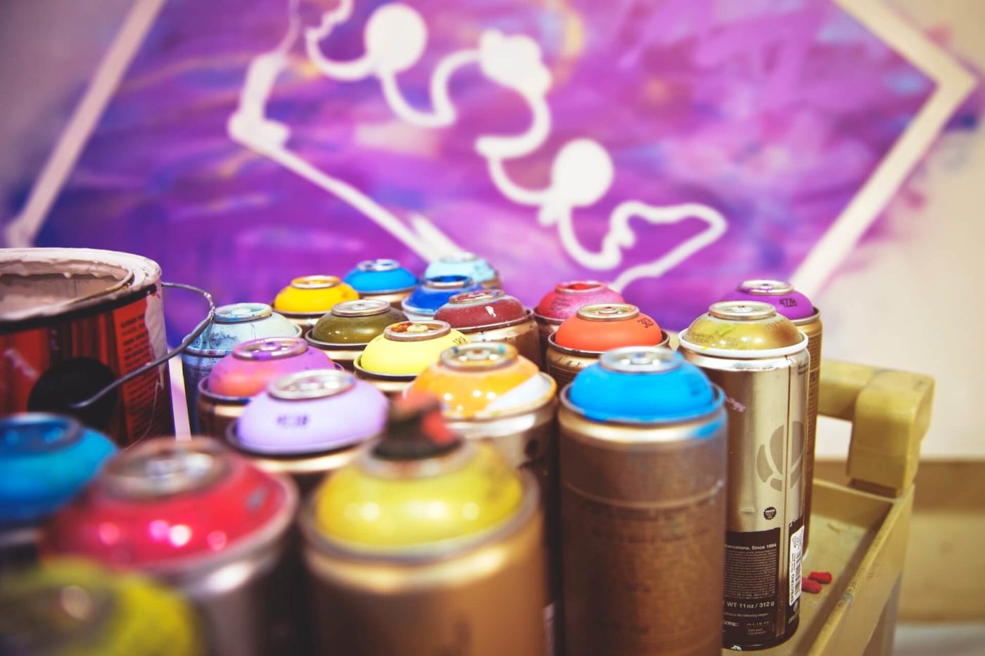 various spray paint cans