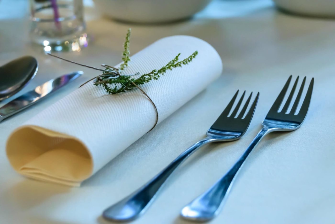 Cutlery on the decorated table