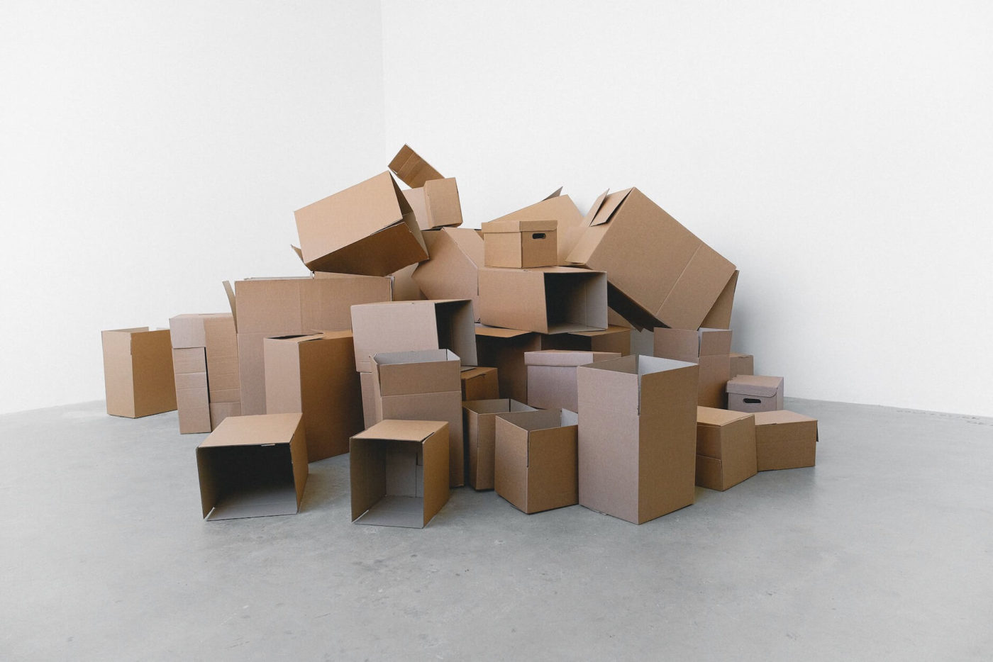 A pile of empty boxes on the floor