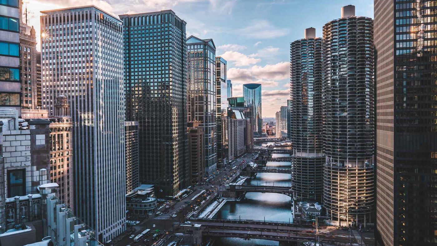 City of Chicago by night