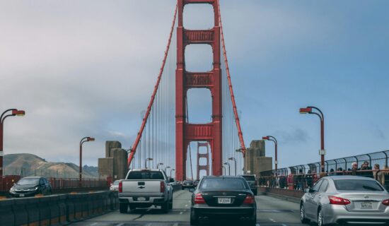 Golden Gate Bridge in San Francisco with cars on the road