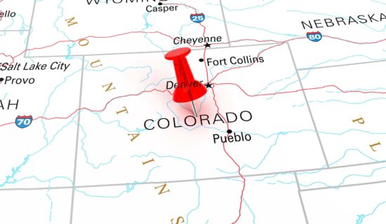 Red Thumbtack Over Colorado, Map