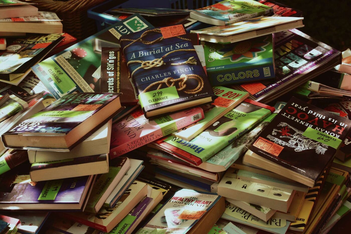 A lot of books in a pile