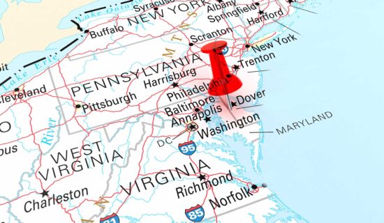 Red Thumbtack Over Delaware, Map