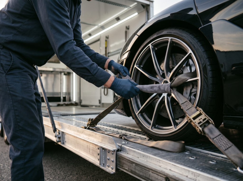 White glove enclosed loading luxury cars
